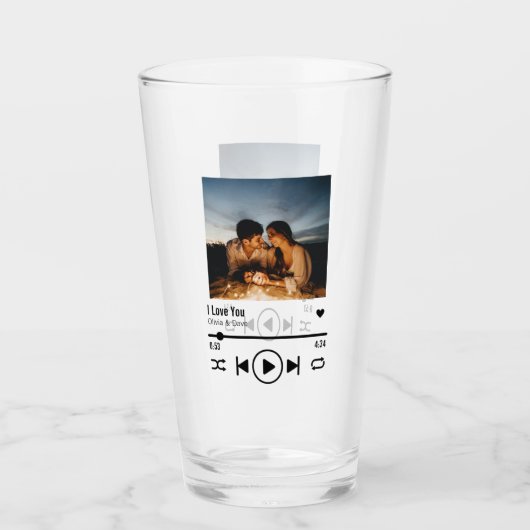 Persoonlijke Valentijn Foto Song Playlist Glas (Voorkant)