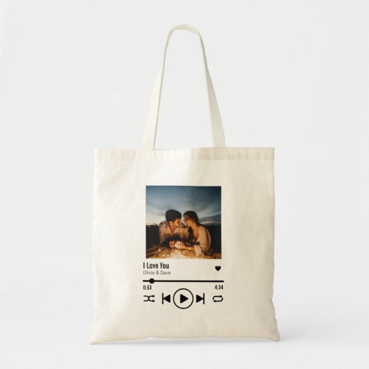 Persoonlijke Valentijn Foto Song Playlist Tote Bag (Voorkant)