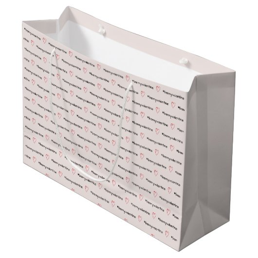 Persoonlijke Valentijn Roze Harten Groot Cadeauzakje (Voorkant Gekanteld)