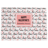 Persoonlijke Valentijncadeautas Roze Zwarte Harten Groot Cadeauzakje (Achterkant)
