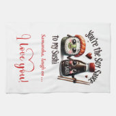 Persoonlijke Valentijns Keukendoek Cute Food Theedoek (Horizontaal)