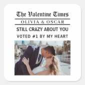 Persoonlijke Valentijns Krant Foto Vierkante Sticker (Voorkant)
