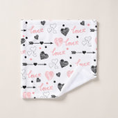 Persoonlijke Valentijnsbadhanddoek Roze Zwart Hart Bad Handdoek (Wasdoekje)