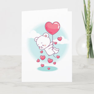 Persoonlijke Valentijnsballonnen met Teddybeer-har Feestdagen Kaart