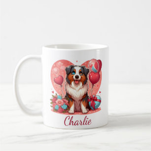 Persoonlijke Valentijnsdag Australian Shepherd Koffiemok