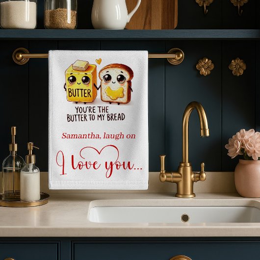Persoonlijke Valentijnsdag cadeau grappige keukenh Theedoek