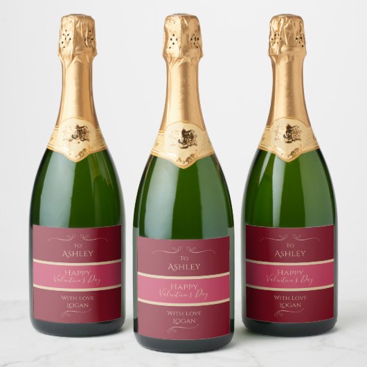 Persoonlijke Valentijnsdag: Elegant Burgundy Sparkling Wijnetiket (Flessen)