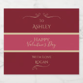 Persoonlijke Valentijnsdag: Elegant Burgundy Sparkling Wijnetiket (Enkel label)