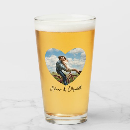 Persoonlijke Valentijnsdag Fotokoppeling Gift Beer Glas (Voorkant gevuld)