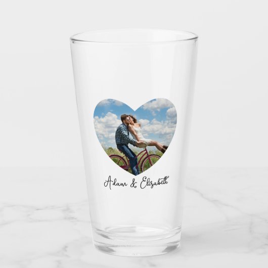 Persoonlijke Valentijnsdag Fotokoppeling Gift Beer Glas (Voorkant)
