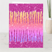 Persoonlijke Valentijnsdag Hot Roze Glitters Twee  Kaart (Achterkant)