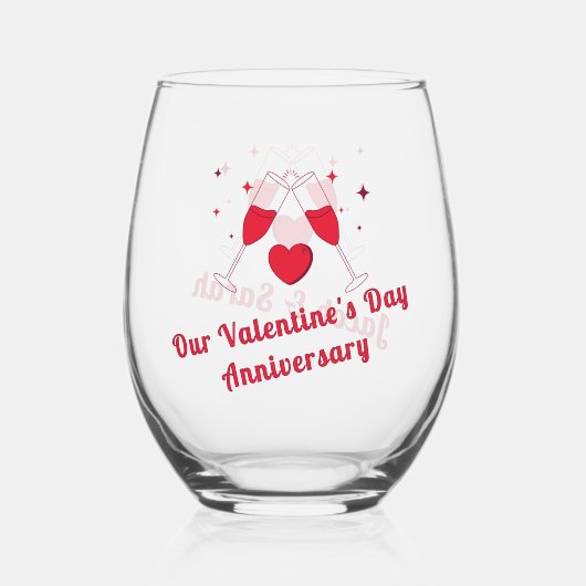 Persoonlijke Valentijnsdag Jubileum Wijnglas Zonder Voet (Voorkant)