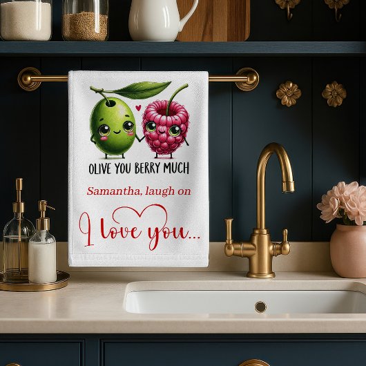 Persoonlijke Valentijnsdag Keukenhanddoek met Grap