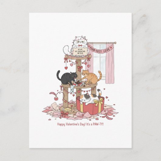 Persoonlijke Valentijnsdag Postkaart met Katten (Voorkant)