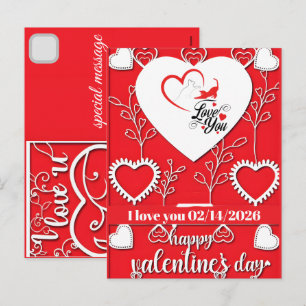 Persoonlijke Valentijnsdagkatten: Ik hou van jou Feestdagenkaart