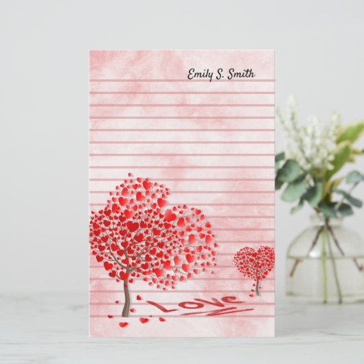 Persoonlijke Valentijnse liefdesharten Stationery Briefpapier (Staand voorkant)