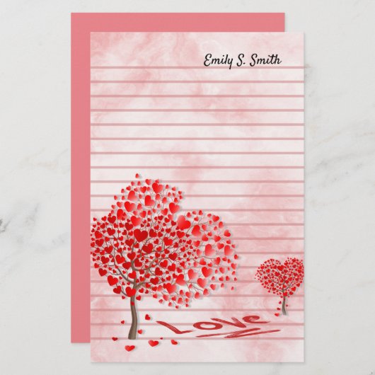 Persoonlijke Valentijnse liefdesharten Stationery Briefpapier (Voorkant / Achterkant)