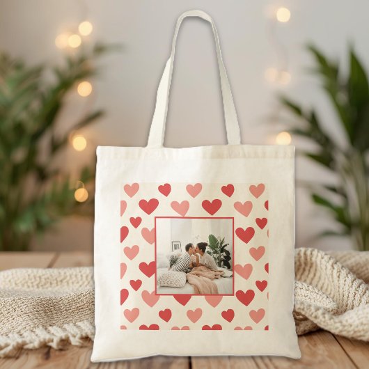 Persoonlijke Valentijnsfoto Hart Tote Tas