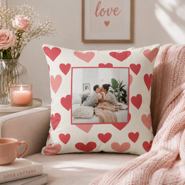Persoonlijke Valentijnsfoto Hart Worp Kussen (Creator heeft geüpload)