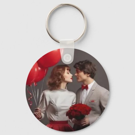 Persoonlijke Valentijnsfoto Sleutelhanger | Op maa (Voorkant)