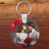 Persoonlijke Valentijnsfoto Sleutelhanger | Op maa (Voorkant)