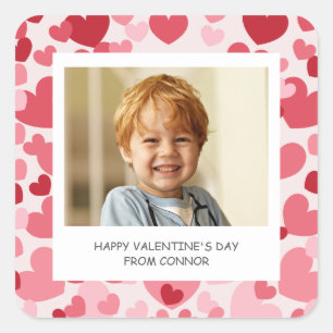 Persoonlijke Valentijnskaart Klas met Foto Vierkante Sticker