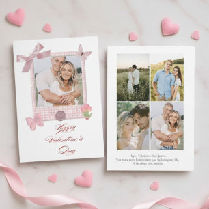 Persoonlijke Valentijnskaart met foto roze Feestdagenkaart