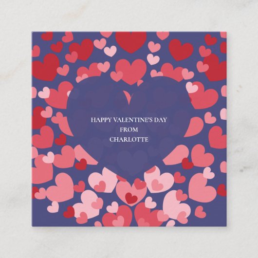 Persoonlijke Valentijnskaart voor de klas met hart Informatiekaartje (Voorkant)