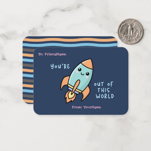 Persoonlijke Valentijnskaart voor de klas van kind Notitiekaartje (Voorkant / Achterkant in situ)