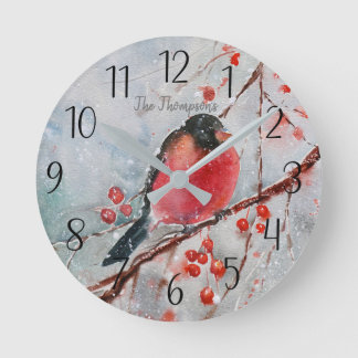 Persoonlijke van de Red Bird Winter Scene Ronde Klok