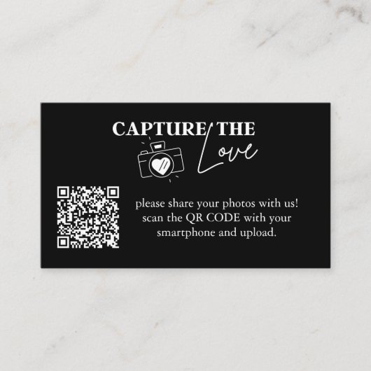 Persoonlijke vangst van de Liefde Wedding Qr-code Informatiekaartje (Voorkant)