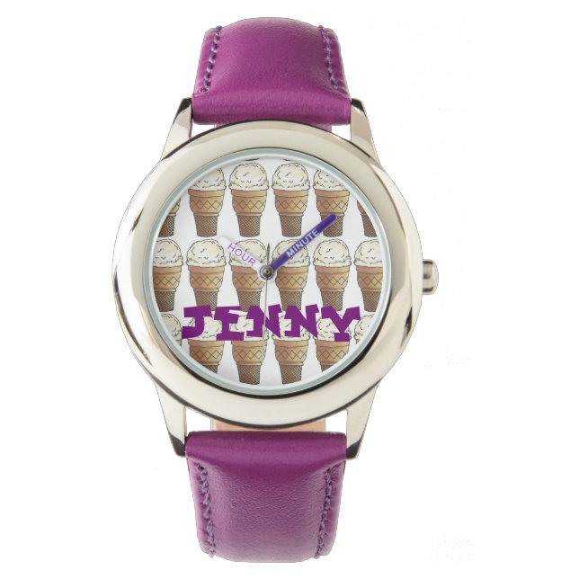 Persoonlijke Vanilla Ice Cream Cone Cones Watch Horloge (Voorkant)