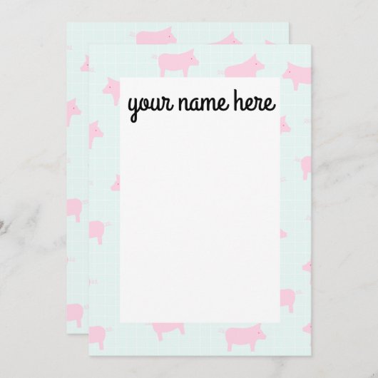 Persoonlijke Varkens Noecards Bedankkaart (Voorkant / Achterkant)