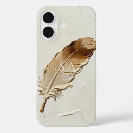 Persoonlijke Veer 3D Impasto Warme Neutrale Case-Mate iPhone Case (Achterkant)