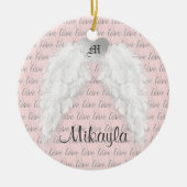 Persoonlijke Veer Angel Wings Keramisch Ornament (Voorkant)