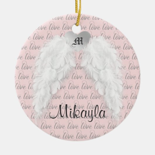 Persoonlijke Veer Angel Wings Keramisch Ornament (Voorkant)