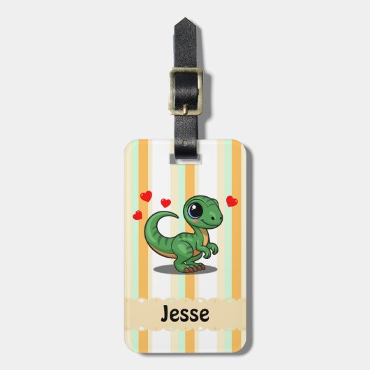 Persoonlijke Velociraptor Dinosaur Bag Tag Bagagelabel (Voorkant verticaal)