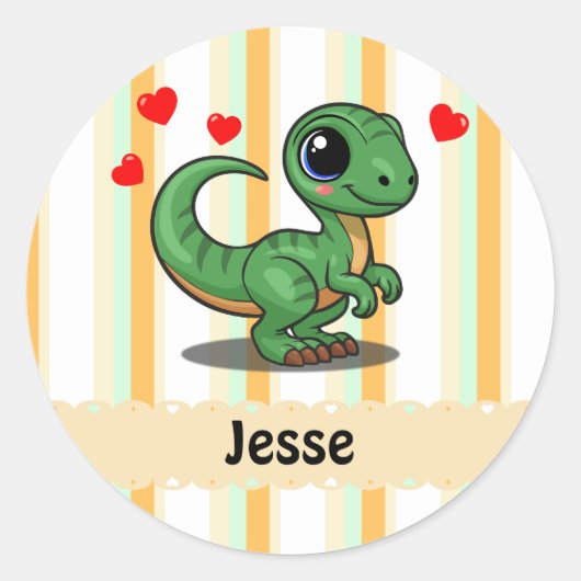 Persoonlijke Velociraptor Dinosaurus Stickers (Voorkant)
