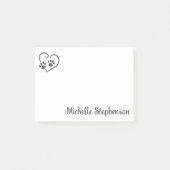 Persoonlijke verf afdrukken op hart met naam post-it® notes (Voorkant)