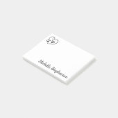 Persoonlijke verf afdrukken op hart met naam post-it® notes (Schuin)