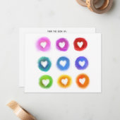 Persoonlijke verhalen: regenboogliefdesharten notitiekaartje (Voorkant / Achterkant in situ)