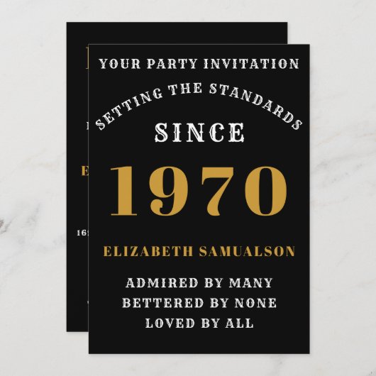 Persoonlijke Verjaardag 1970 Voeg uw naam toe Zwar Kaart (Voorkant / Achterkant)