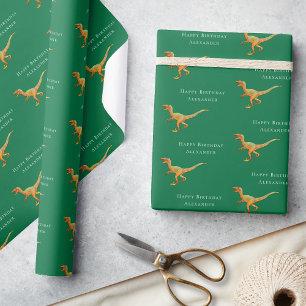 Persoonlijke Verjaardag Dinosaurus Cadeaupapier