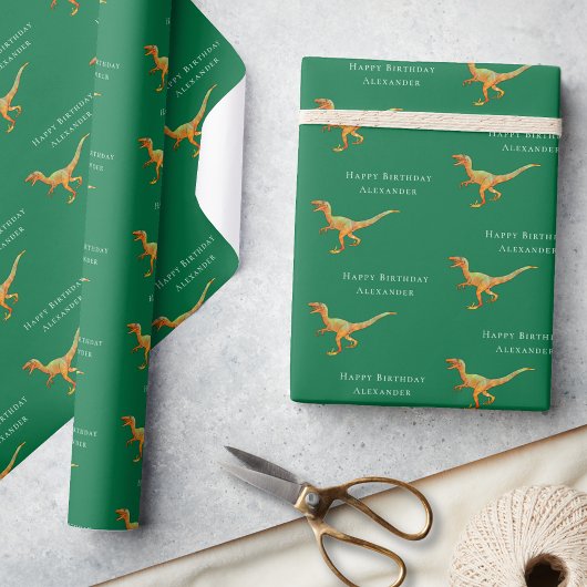 Persoonlijke Verjaardag Dinosaurus Cadeaupapier