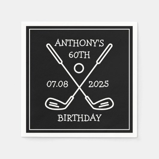 Persoonlijke Verjaardag Golfer 60e verjaardag gelu Servet (Voorkant)