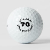 Persoonlijke verjaardag golfer nog steeds swingend golfballen (Voorkant)