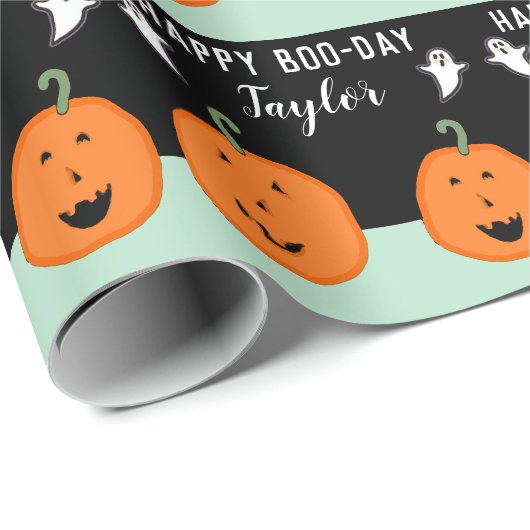 Persoonlijke verjaardag Halloween Cadeaupapier (Rol Hoek)