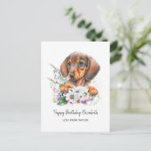 Persoonlijke Verjaardag Hond Moeder Dachshund Bloe Briefkaart (Staand voorkant)