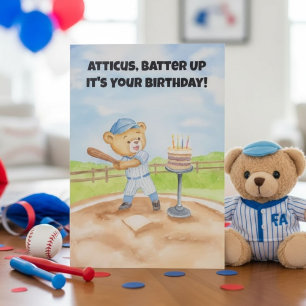 Persoonlijke Verjaardag Honkbal Teddybeer Kaart