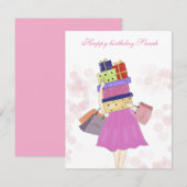 Persoonlijke verjaardag, illustratie notitiekaartje (Voorkant / Achterkant)